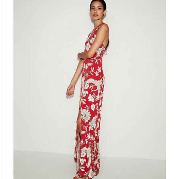 Express Red Printed Maxi Dress size xs - Picture 3 of 7